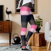 Modern Multicolor Striped Knitted Woolen Texture Leggings
