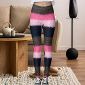 Modern Multicolor Striped Knitted Woolen Texture Leggings
