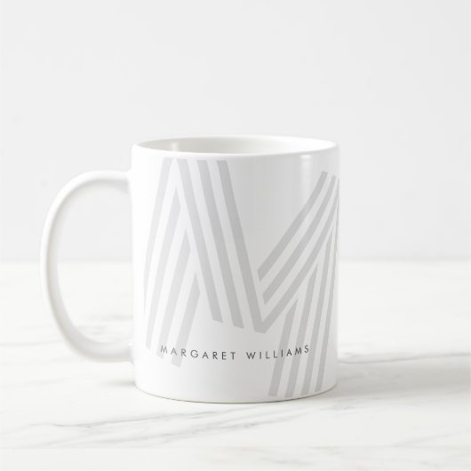 Modern Multiline Monogram Letter Personalisiert Kaffeetasse (Links)