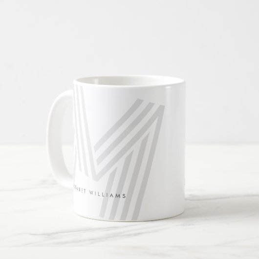 Modern Multiline Monogram Letter Personalized Kaffeetasse (Vorderseite Links)