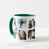 Modern Multiple Christmas Foto Collage Monogram Tasse (Vorderseite Links)