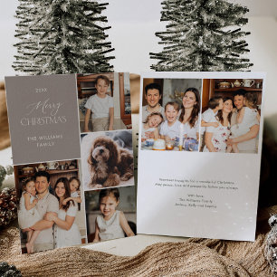 Modern Multiple Fotos Weihnachts-Karte Taupe Einladung