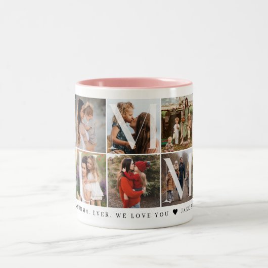 Modern Mumma Collage, 10 Foto Grid, Geschenk für M Zweifarbige Tasse (Mittel)
