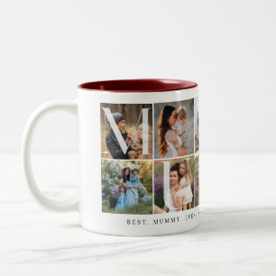 Modern Mummy Collage, 10 Foto Grid, Geschenk für M Zweifarbige Tasse