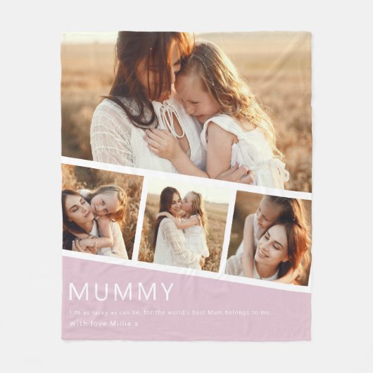 Modern Mummy Photo Strip Collage Fleece Pink (Vorderseite)