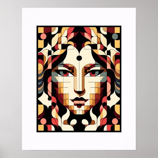 Modern Muse: Eine Fusion von Kubismus und Farbe Poster (Vorne)