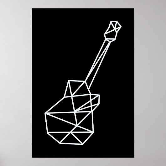 modern music geometric guitar on black poster (Vorne)