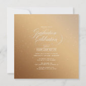 Modern Music Grad Foto Gold ID899 Einladung (Rückseite)