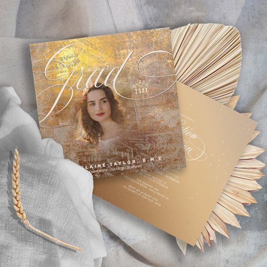 Modern Music Grad Foto Gold ID899 Einladung