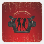 Modern Music Party Karaoke Birthday Sticker (Vorderseite)