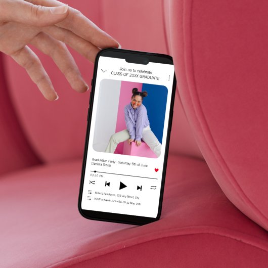 Modern Music Player Foto Abschluss Einladung