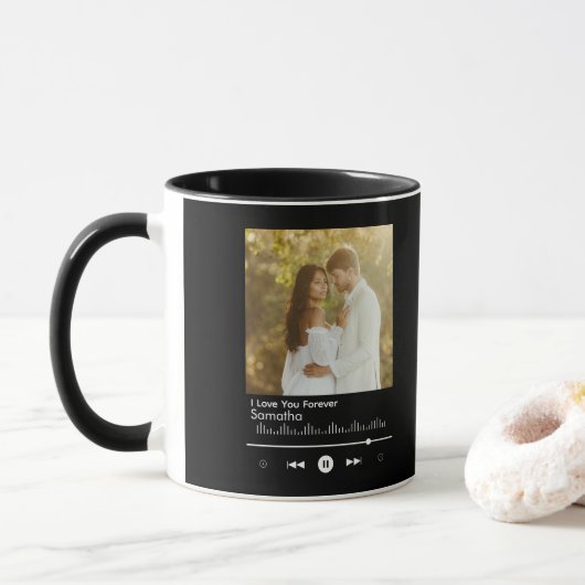 Modern Music Player Frame Add Title, Name Photo Tasse (Mit Donut)