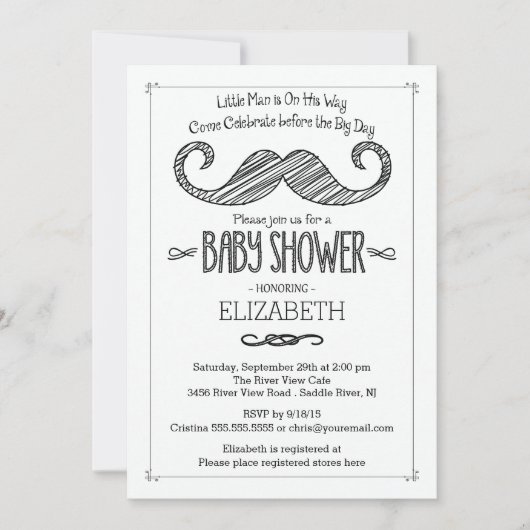 Modern Mustache Baby Shower Einladung (Vorderseite)
