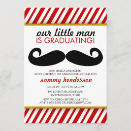 Modern Mustache Boy Abschluss Einladung