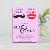 Modern Mustache Lips Mr & Mrs Save the Date (Stehend Vorderseite)