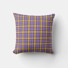 Modern Mustard Yellow and Lavender Purple Plaid Th Kissen