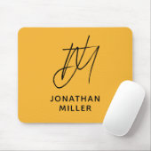 Modern Mustard Yellow Monogram Mousepad (Mit Mouse)
