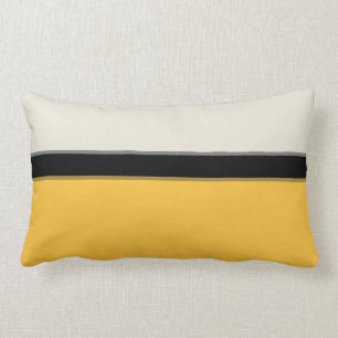 Modern Mustard Yellow Silver Grau Black Streifen Lendenkissen