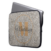 Modern Muster Monogram Ihr Name Concrete Gold Laptopschutzhülle (Vorderseite Links)
