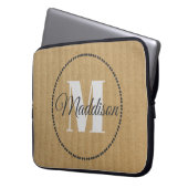 Modern Muster Monogram Ihr Name Kraft Paper Laptopschutzhülle (Vorderseite Links)