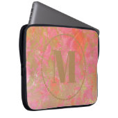 Modern Muster Monogram Ihr Name Rosa Marmor Gold Laptopschutzhülle (Vorne Rechts)