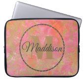 Modern Muster Monogram Ihr Name Rosa Marmor Gold Laptopschutzhülle (Vorderseite)