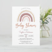 Modern Mute Tones Boho Rainbow Baby Showdusche Inv Einladung (Stehend Vorderseite)