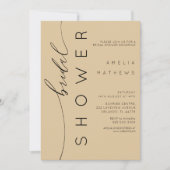 Modern Muted Gold & Black Bridal Shower Einladung (Vorderseite)