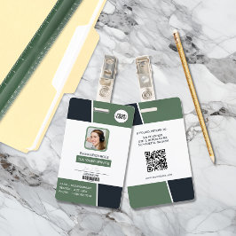 Modern Muted Green Professional Employee Photo ID Ausweis