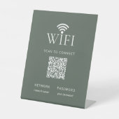 Modern Muted Green WiFi Network Password QR Code Sockelschild (Vorderseite)