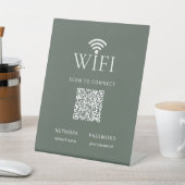 Modern Muted Green WiFi Network Password QR Code Sockelschild (In SItu)