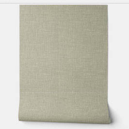Modern Muted Olive Home Office Linen Look Texture Tapete