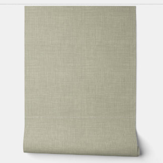 Modern Muted Olive Home Office Linen Look Texture Tapete