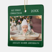 Modern My First Christmas Baby Foto Green Keramikornament (Links)