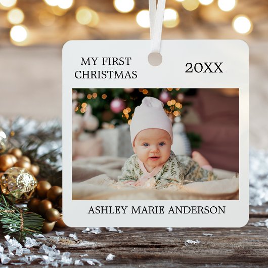 Modern My First Christmas Baby Foto Ornament Aus Metall
