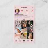 Modern Nail Artist Beauty Salon Pink Instagram Visitenkarte (Vorderseite)