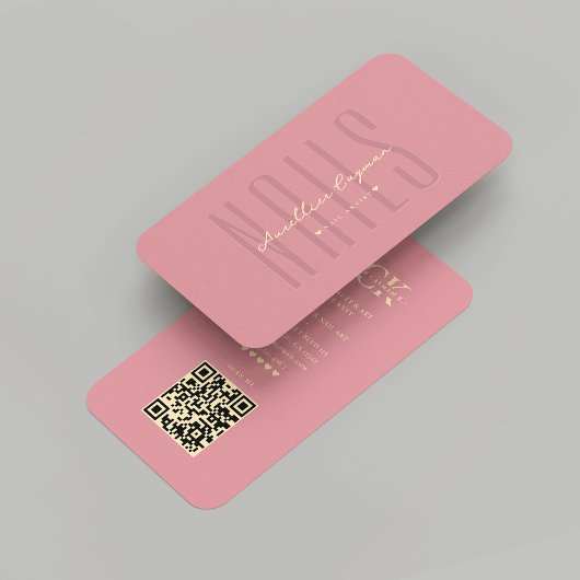 Modern Nail Artist Pink Manicurist Monogram Visitenkarte