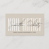 Modern nail artist script typography beige treuekarte (Vorderseite)