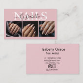 Modern Nail Artist Three Photo Typography Visitenkarte (Vorne/Hinten)