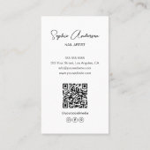 Modern Nail Artist White Visitenkarte (Rückseite)
