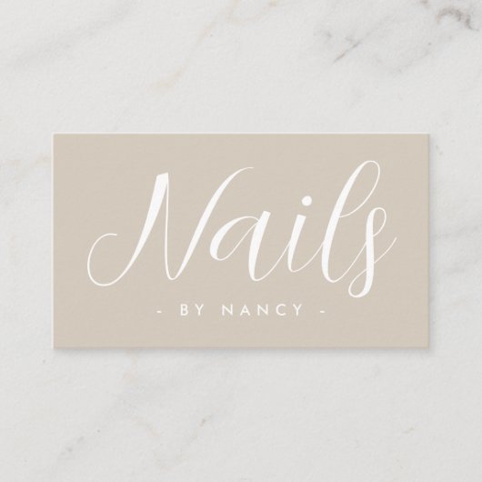 Modern Nail Salon Typography Script  Visitenkarte (Vorderseite)