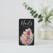 Modern Nail Studio Red Blue Manicurist Artist Visitenkarte (Stehend Vorderseite)