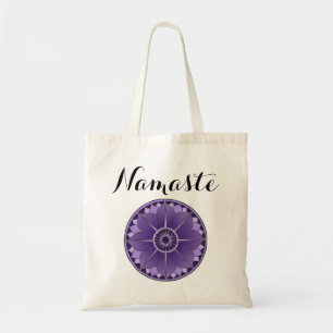 Modern Namaste Lila Mandala Tragetasche