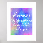 Modern Namaste Meditation Yoga Farbenfrohe Wasserf Poster (Vorne)