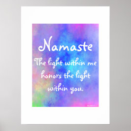 Modern Namaste Meditation Yoga Farbenfrohe Wasserf Poster