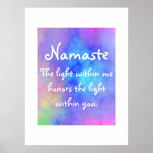 Modern Namaste Meditation Yoga Farbenfrohe Wasserf Poster (Vorne)