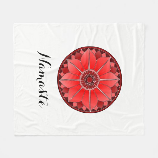 Modern Namaste Red Mandala Fleecedecke (Vorderseite (Horizontal))