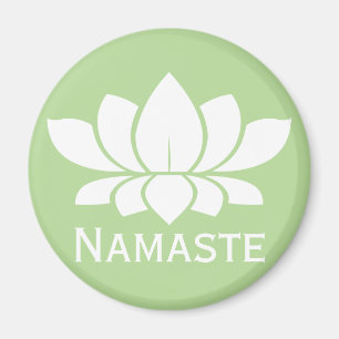 Modern Namaste White Lotus Blume Magnet