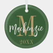Modern Name für Monogramm - Benutzerdefinierter Fa Ornament Aus Glas (Vorderseite)