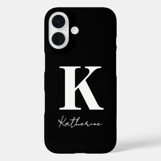 Modern Name Initial Black White Personalize Case-Mate iPhone Hülle (Rückseite)